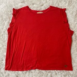 Michael Kors Bright Orange Coral Ruffle Sleeve Short Sleeve Blouse Plus 3X Top